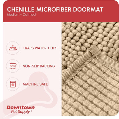 My Doggy Place Microfiber Dog Mat for Muddy Paws, 31" x 20" Oatmeal - Absorbent and Quick-Drying Dog Paw Cleaning Mat, Washer and Dryer Safe - Non-Slip Rubber Backed Dog Floor Mat, Medium