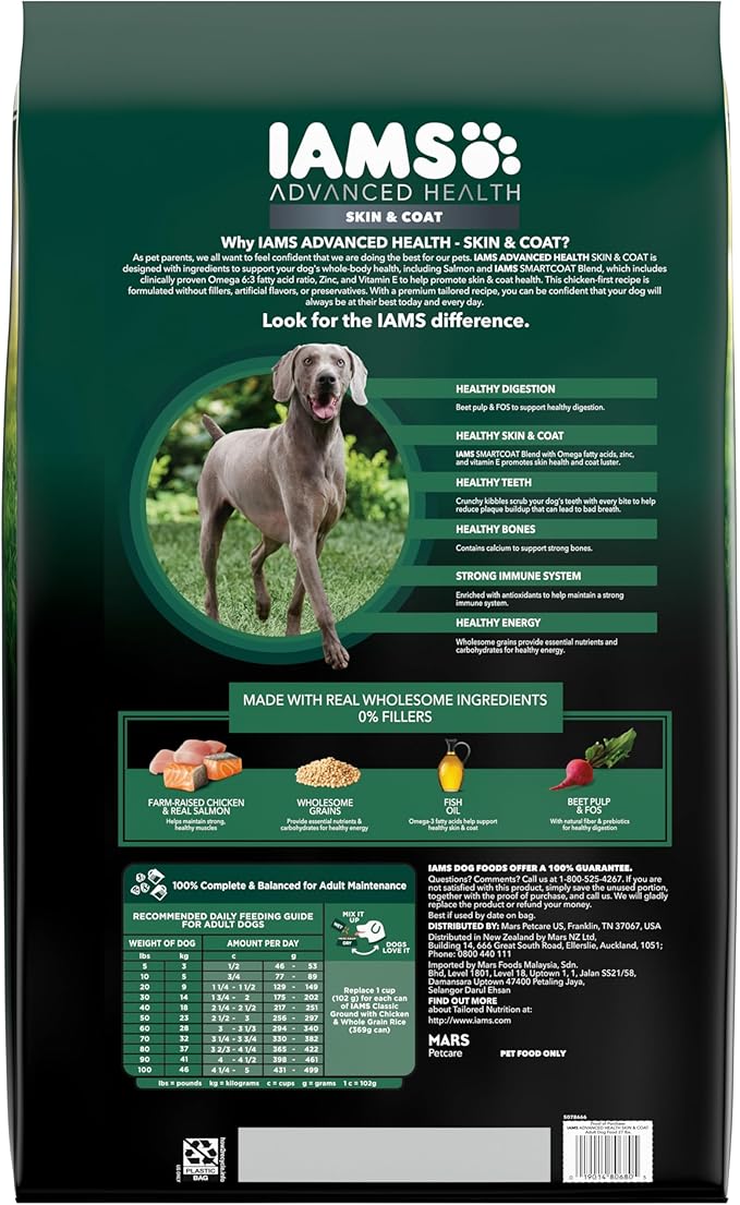 IAMS Advanced Health Skin & Coat Adult Dry Dog Food Chicken and Salmon Recipe, 27 lb. Bag
