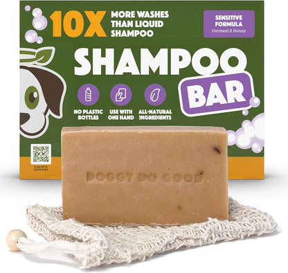 Doggy Do Good Sensitive Shampoo Bar Itchy Skin Relief, Oatmeal & Honey Dog Soap for Allergies and Itching, All Natural Dog Shampoo, Hypoallergenic, Equals 30 oz Shampoo