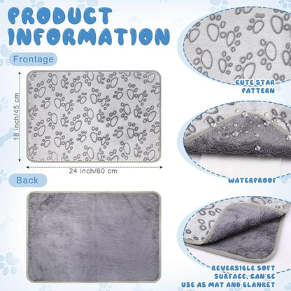 2 Pcs Large Self Warming Cat Pad Self Heating Cat Mat Bed Dog Crate Pet Blankets Thermal Heated Bed Mat for Outdoor Indoor Newborn Kittens Puppies Dog(Paw Print,24 x 18)