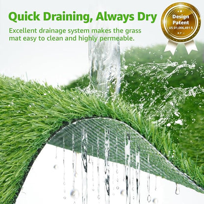 Dog Grass Pad with Tray for Dogs Puppy Potty Training to Pee & Poop Indoor | Dog Litter Boxes with Faster Drainage Artificial Grass & Quick-Absorbency Washable Pee Pads, Easy to Clean & Dry