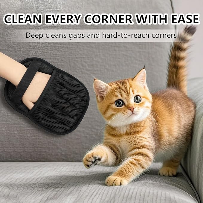 Upgraded Pet Hair Removal Gloves for Cats & Dogs, Five-Finger Electrostatic Reusable Magic Brush for Effortless Pet Hair Remover Tool on Carpet, Clothing, Laundry, Couch, Car Seat
