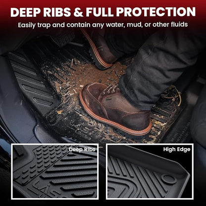 LASFIT Floor Mats&Trunk Mat&Backrest Mat for Rivian R1S 2024 2023 2022, TPE All Weather Floor Mats Custom Fit Floor Liner&Cargo Mat for R1S 2022-2024 Full Set Car Mats and Cargo Liner