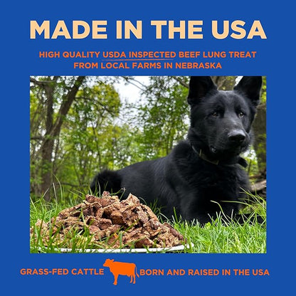 PAWW CHEW Beef Lung Dog Treats, 100% Natural, Single Ingredient, (1 Pound) Made in The USA, Dried & Dehydrated, High Protein, High Value Dog Training Treats, Grain Free, Low-Odor Free for All Breeds