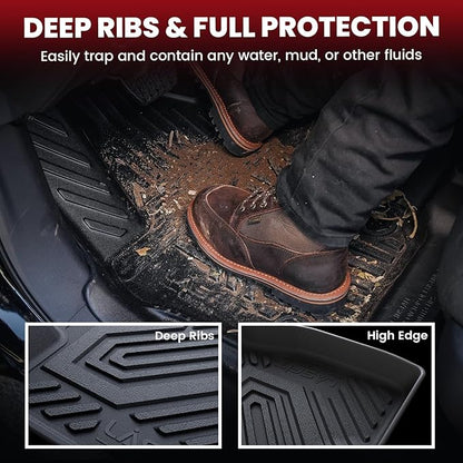 LASFIT Floor Mats & Backrest Mats & Cargo Mats for KIA Sorento 7 Seats 2020 2019 2018 2017 2016, All Weather TPE Custom Fit Floor Liners for KIA Sorento 1st & 2nd & 3rd Row Full Set Car Mats, Black