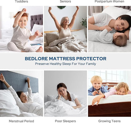 BEDLORE Waterproof Mattress Protector, California King Size Noiseless Mattress Pad with Deep Pocket 6"-18" Depth, Soft Breathable Bed Mattress Cover Washable for Home, Bedroom, Hotel (Beige)