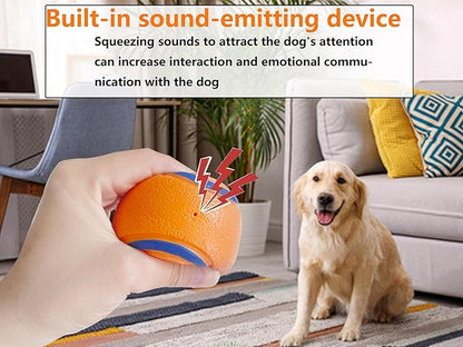 Dog Toy Ball,Rubber Sound-Producing Toy Ball, with a Groove Design That is Resistant to Bites, Has a High Bounce, Dog Training Interactive Pet Toy, Relieving Pet Anxiety,Pack of 2