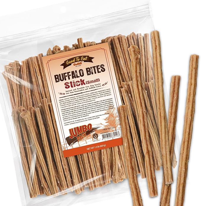 Gootoe Buffalo Dog Treats, Buffalo Bites Stick (Small) 1.5 lb Natural Low-Fat Chews for Training & Rewards, Limited Ingredient, Resealable Bag, Perfect for Small Dogs & Puppies