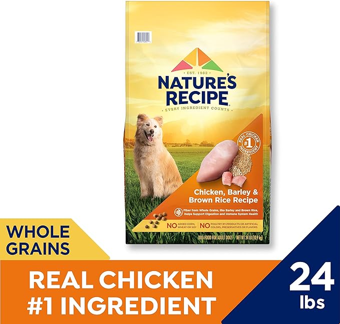 Nature′s Recipe Chicken, Barley & Brown Rice Recipe Dry Dog Food, 24 lb. Bag