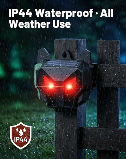 4 Pack Solar Nocturnal Animal Repeller with Red Flashing Lights, Humane Coyote Deterrent for Fox Raccoon Skunk Deer, Waterproof Predator Eyes Animal Deterrent for Chicken Coop & Garden