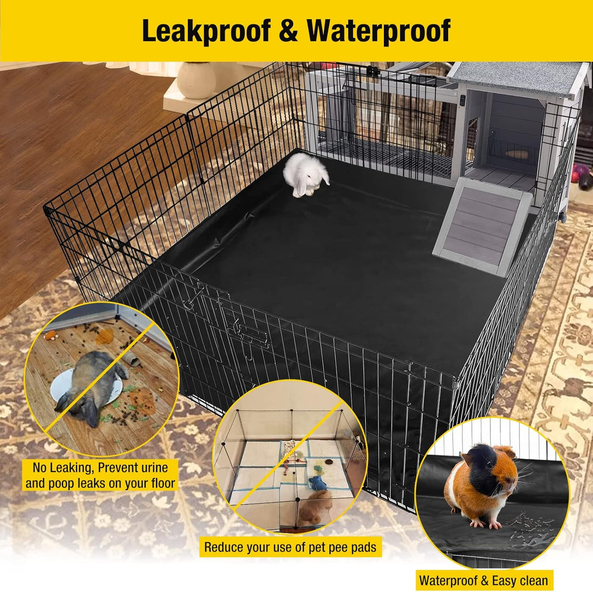 Aivituvin Rabbit Pen Indoor Bunny Pet Playpen Large Guinea Pig Outdoor Exercise Run Pet Enclosure-Playpen ONLY