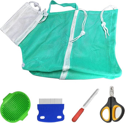 FANOVO Cat Bathing Bag, Cat Shower Net Pet Bag, Cat Grooming Washer Mesh Bag, Adjustable Breathable Multifunctional Anti-Bite and Anti-Scratch Restraint Bag with Pets Nail Clippers for Cat's Bathing