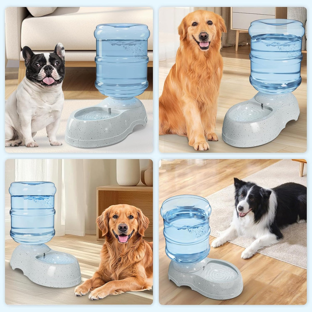 Kenond Automatic Dog Feeders, Gravity Pet Food Dispenser, Large Cat Dogs Water Bowl, 3 Gallon