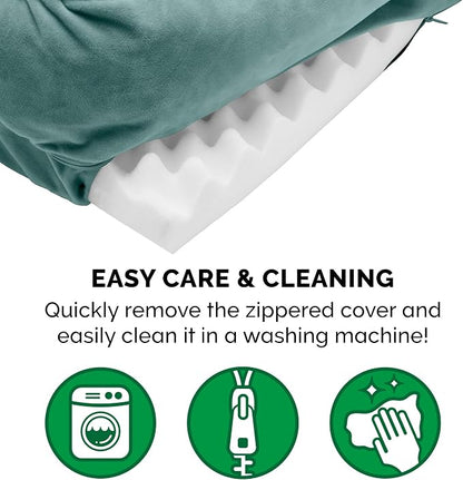 Furhaven Orthopedic Dog Bed for Medium/Small Dogs w/ Removable Bolsters & Washable Cover, For Dogs Up to 35 lbs - Plush & Velvet Waves Perfect Comfort Sofa - Celadon Green, Medium