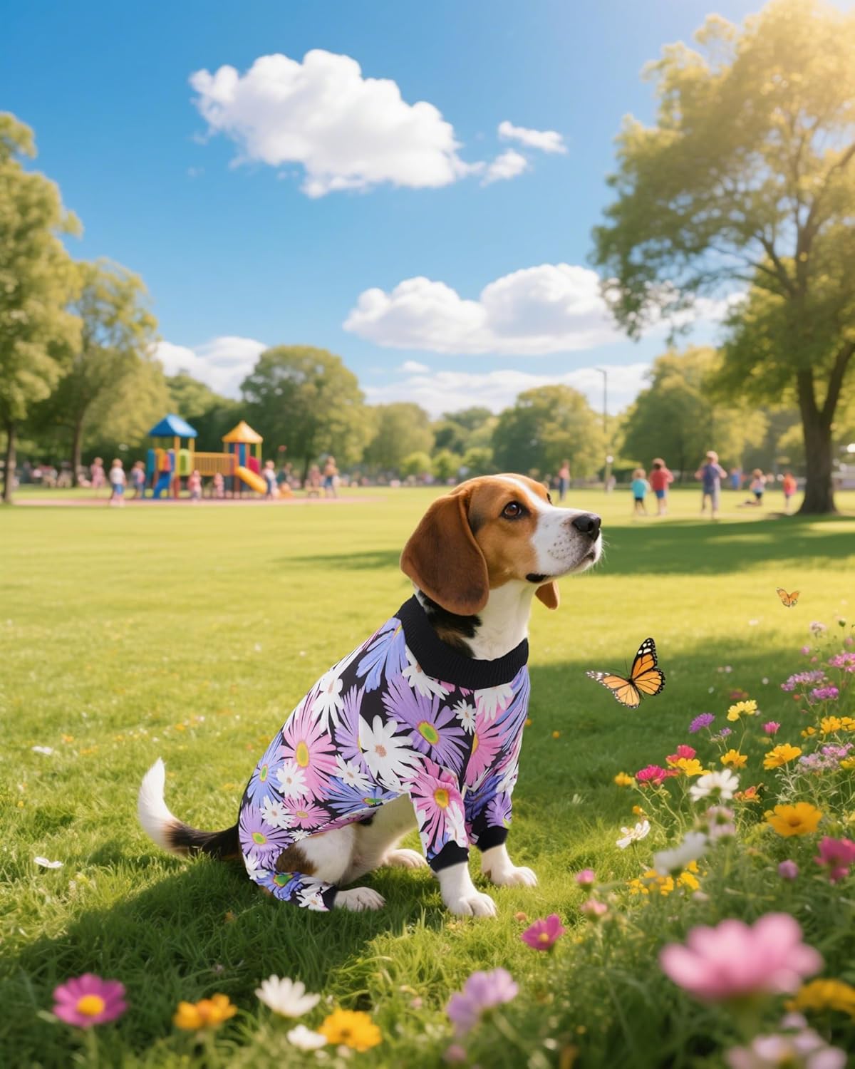 PET SHOW 4 Pack Dog Pajamas for Medium Large Dogs Girl Soft Stretchy PJs Paw Floral Jumpsuit Dog Doughnut Ice Cream Onesies Outfits with Sleeve Pets Breathable Summer Clothes Costume XXL