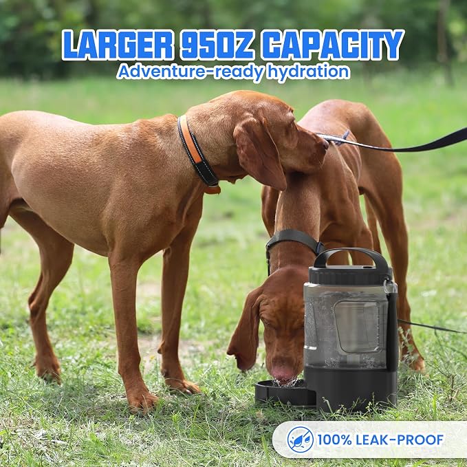 Dog Water Bottle Bowl Dispenser - 95OZ Large Dog Travel Water Bottle Portable with Pull-Out Travel Water Bowl for Dogs Camping Hiking Traveling Beach Park Accessories, Leak-Proof Pet Water Dispenser