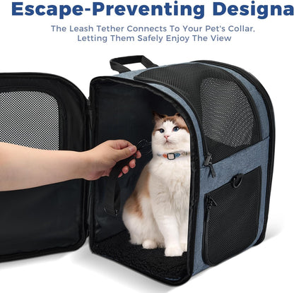 Apollo Walker Dog & Cat Carrier Backpack for 4-15lb Pets - Ventilated Safe Design with Padded Back Support, Breathable Mesh Pet Backpack for Hiking, Travel, Outdoor (Navy)