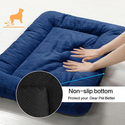Dog Crate Pad Washable Dog Bed for Crate Large Cozy Mat 48-Inch Navy Blue | Ultra Soft Kennel Pad,Anti-Slip Bottom,Fits for Most Metal Crates,Comfortable Sleeping Pet Mat