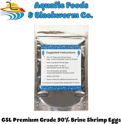 Aquatic Foods Inc. Brine Shrimp Artemia Eggs, Premium Grade 90% Hatch Rate from The Great Salt Lake, Utah, USA.- 50 Grams -1.76oz
