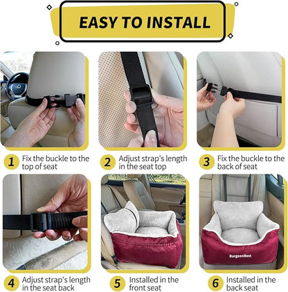 Dog Car Seat for Small Dogs & Cats Under 25 lbs, Red
