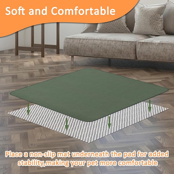 Bunlitent Washable Puppy Pads, Whelping Pads, 36'' x 48'', Green, 3 Packs | Quick-Dry, Non-Slip, Fast Absorbent, Reusable, Waterproof, Whelping Pads, For Incontinence, Housebreak, Crate