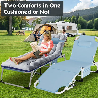 MOPHOTO Tanning Lounge Chair 5-Position, Outdoor Sunbathing Chairs Folding Chaise Lounge, Sun Tanning Lounger with Face Hole, Perfect for Pool Beach Patio Sunbathing