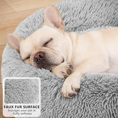 MIXJOY Orthopedic Dog Bed Comfortable Donut Cuddler Round Pet Beds Ultra Soft Washable Dog and Cat Cushion Bed (30'', Grey)