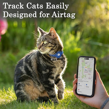 OOPSDOGGY Cat Collar for AirTag Holder, Leather Kitten Collars with Elastic Strap & Bell, Non Breakaway Adjustable Small Pet Collars for Indoor & Outdoor for Boy, Girl (Black)