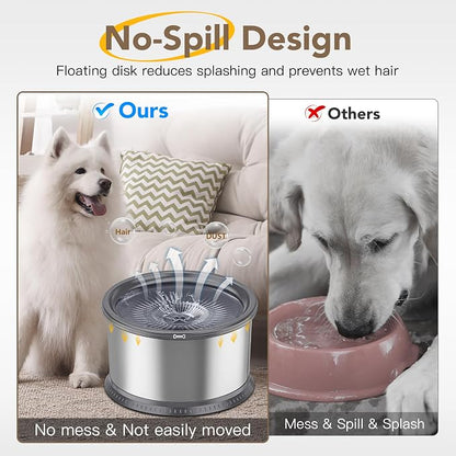 4.5L/1.2Gal Dog Water Bowl, No Spill Stainless Steel Slow Water Bowl for Medium Large Dogs, Large Capacity Splash Proof Slow Drinking Water Bowls with Anti-Slip Mat for Mess Drinkers, Gray | Large Capacity, Slow Drinking Feeder, Splash Proof, with Anti...