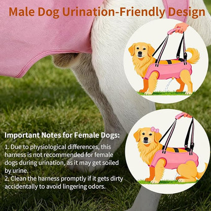Full Body Dog Lift Harness, Support Senior & Disabled Dogs Walking | Help Up & Down Stairs Grooming, Dog Sling Backpack, Front Hind Leg Joint Injuries, Reflective, Soft Padded Handle | Pink, XL