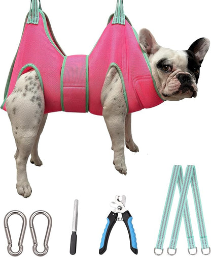 Dog Grooming Hammock, Medium Hanging Harness Holder Hanger for Nail Clipping,Nail Trimming Hammock,Dog Sling Restraint with Thick Fabric Neck Support for Claw Care