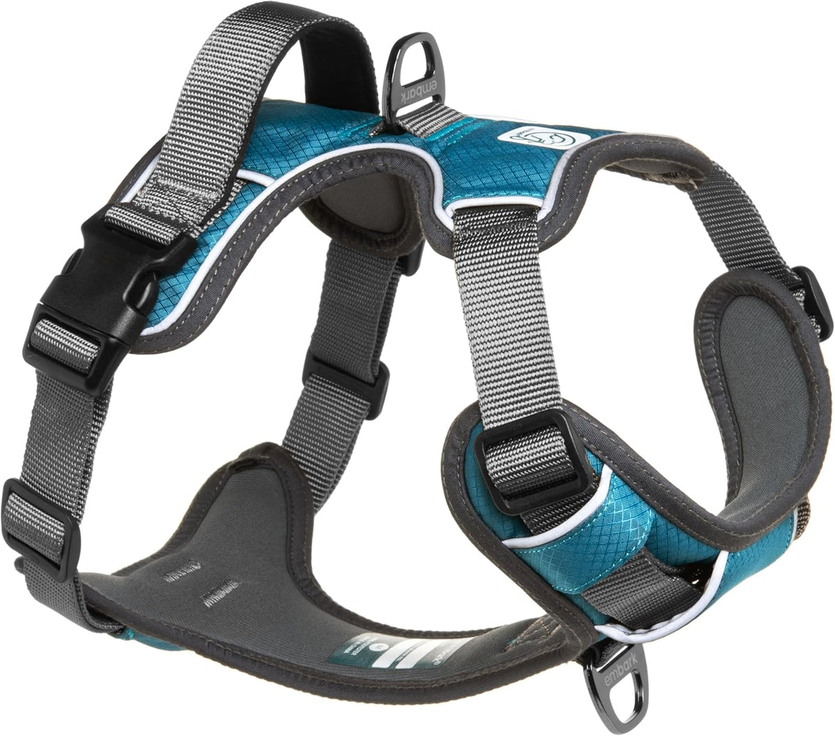 Embark Adventure Dog Harness, Reflective Trim No Pull Dog Harness Medium Sized Dogs - Military Grade Nylon, Front Clip with Gel Lined Handle.
