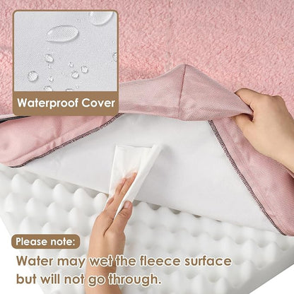 EHEYCIGA Orthopedic Dog Bed with Removable Washable Cover, Pink, 30x20 | Egg Crate Foam Support, Durable Oxford fabric, Non-Slip Bottom, Machine Washable, Soft Waterproof Plush Pet Bed Mat For Crate