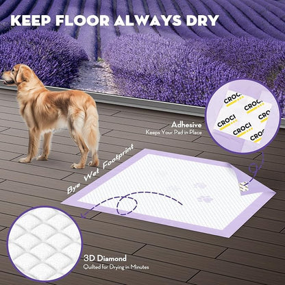 CROCI XXL Puppy Pads with Adhesive Tabs Lavender Scented 36x36in 30Ct | Super Absorbent Dog Pads Holds Up to 11 Cups of Urine, 6-Layers, Quick-Dry Surface, Leak-Proof, Disposable