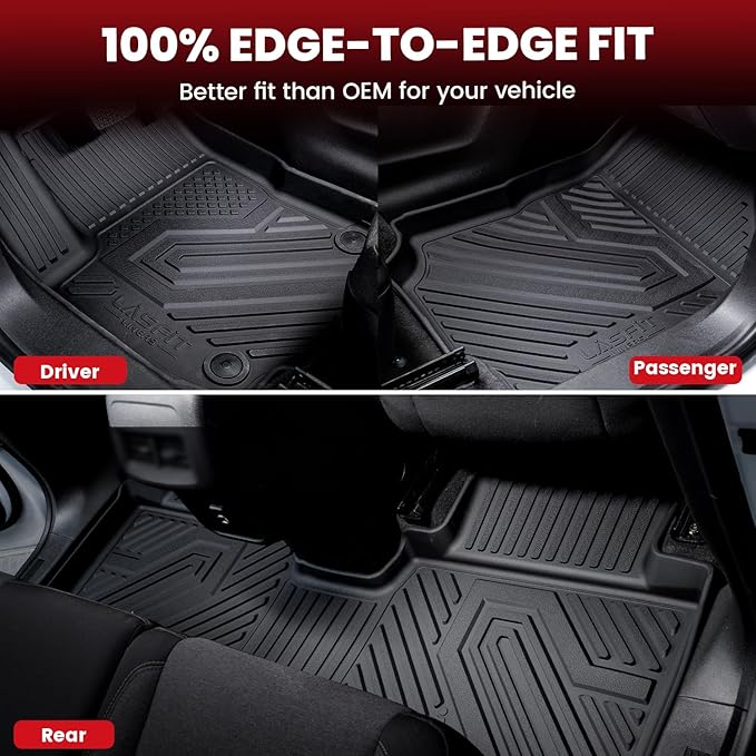 LASFIT Floor Mats & Cargo Mat with Seatback for Mercedes Benz GLB 2020-2026 250/35 AMG (Fit 5 Seats), All Weather TPE Floor Liners Custom Fit GLB 1st & 2nd Row & Trunk Mat with Backrest