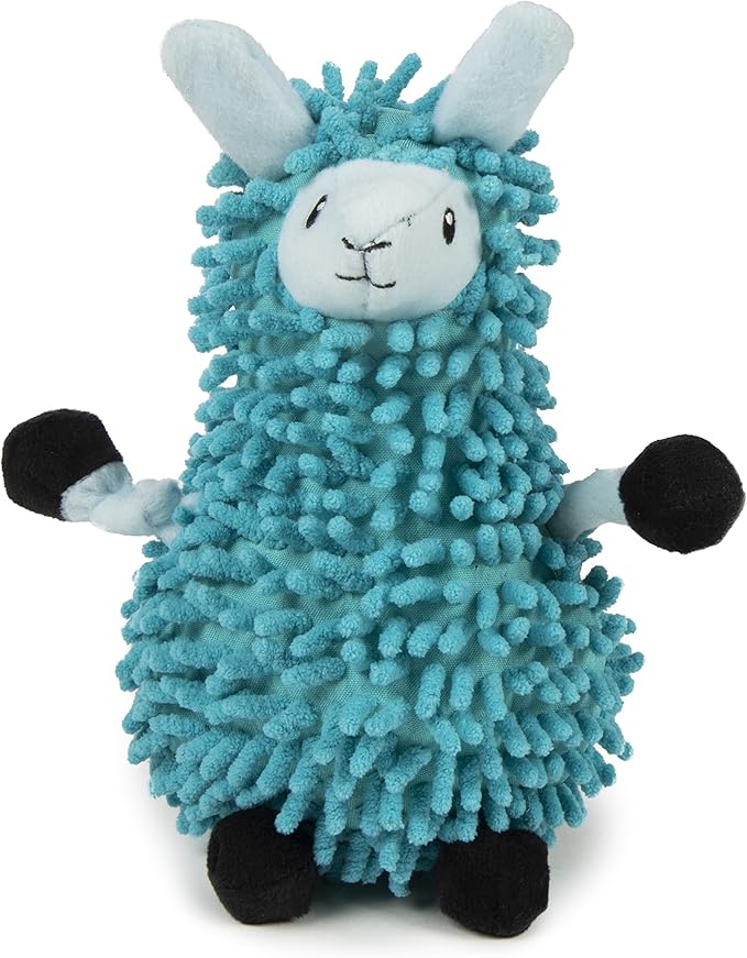 goDog Llamas Noodle Squeaky Plush Dog Toy, Chew Guard Technology - Blue, Small