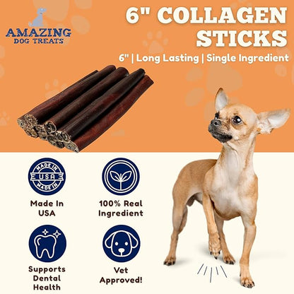 Amazing Dog Treats 6 Inch Collagen Stick - (75 Count)- Collagen Sticks for Dogs - No Hide Dog Bones