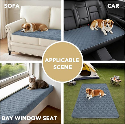 H.VERSAILTEX Chenille Couch Cover for Dogs Washable Soft Fuzzy Chair Covers Armchair Sectional Sofa Cover Thick Pet Couch Cover Protector Non-Slip Dog Bed Cover(Stone Blue, 28" x 34")