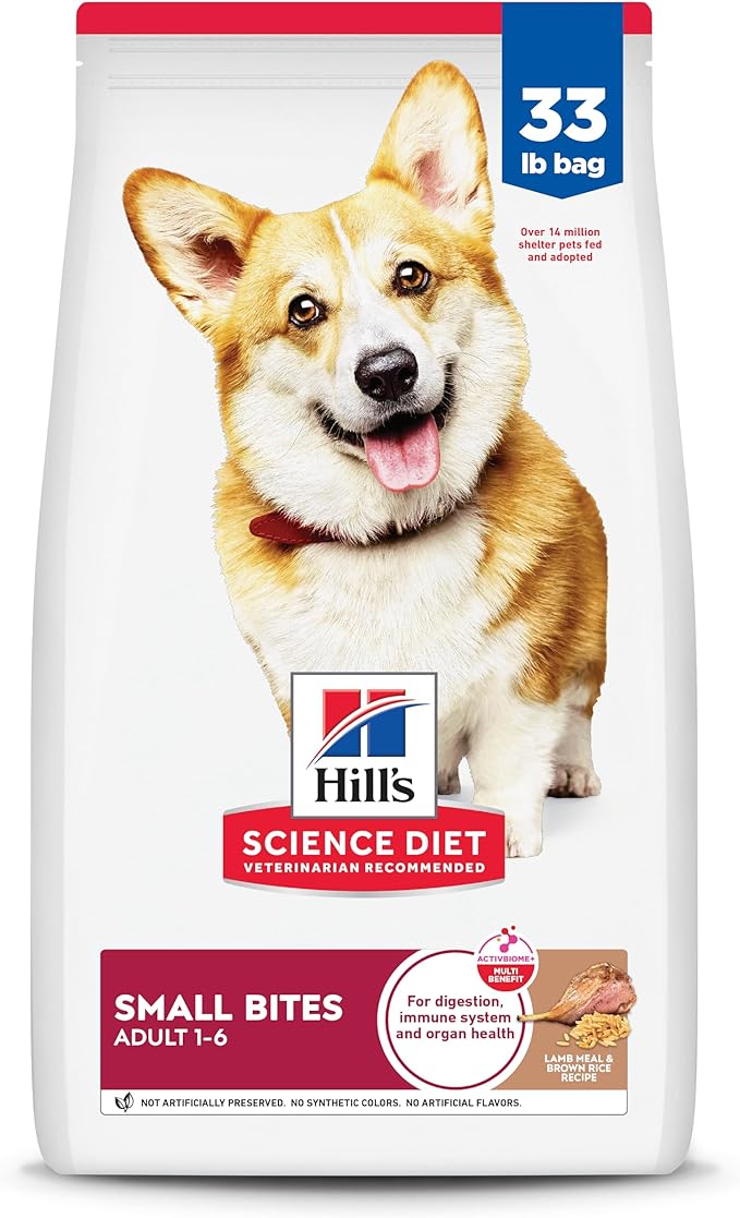 Hill's Science Diet Adult 1-6, Adult 1-6 Premium Nutrition, Small Kibble, Dry Dog Food, Lamb & Brown Rice, 33 lb Bag