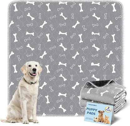 Washable Pee Pad for Dogs, 2 Pack Extra Large Puppy Pads, 54"x54" | Super Absorbent, Waterproof & Leakproof, Non-Slip Bottom, Machine Washable, For Floors, Beds, Couches, Crates, Carpets, Cars