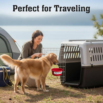 Dog Crate Water Bowl No Spill, 20oz Food-Grade Polypropylene Feeder (Red) | Secure Crate Mount with Covered Parts, Travel-Ready, Easy-To-Clean Design for Home, Crate Training and Travel