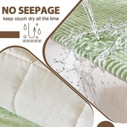 FUANGUI Waterproof Couch Cover Sofa Cover for Dogs and Pets Sofa Protector | Non-Slip Washable Fuzzy Soft Cat Sofa Slipcover for 2-3 Cushion Couch Sofa Pet Friendly, Grass Green, 27.6" x 70.9", 1 pcs