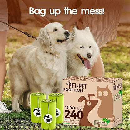 Pet N Pet Poop Bags For Dogs, 240 Counts Plant Based Dog Poop Bags Rolls, Thick Doggie Poo Bag, 100% Leak-proof, Easy to Use Pet Waste Bag