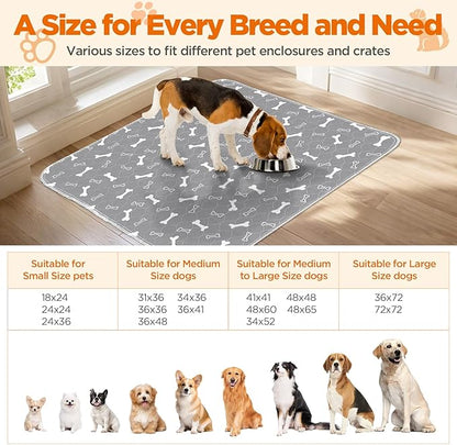 Washable Pee Pad for Dogs, 2 Pack Large Reusable Puppy Pads, 36"x72" | Super Absorbent, Waterproof & Leakproof, Non-Slip Bottom, Machine Washable, For Floors, Beds, Couches, Crates, Carpets, Cars