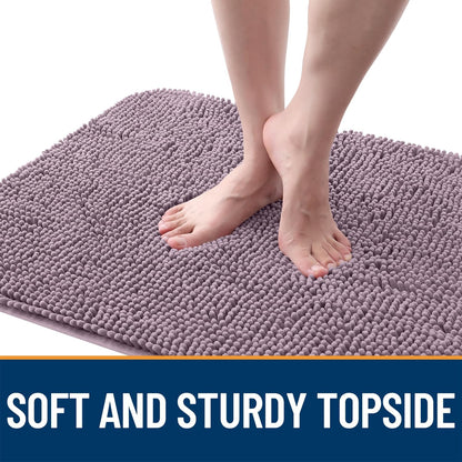 OLANLY Dog Door Mat for Muddy Paws 47x24, Absorbs Moisture and Dirt, Absorbent Non-Slip Washable Doormat, Quick Dry Chenille Mud Mat for Dogs, Entry Indoor Entryway Carpet for Inside Floor, Deep Plum