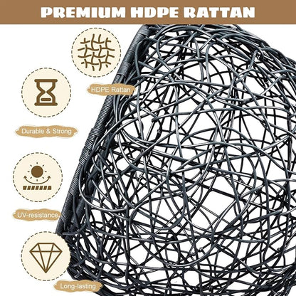 Hanging Cat Swing Bed with Stand, Rattan Egg Chair for Cats | Rattan Egg Chair Design, Soft Cushion, Stable Stand, Cozy Swinging Resting Spot For Cats And Small Dogs