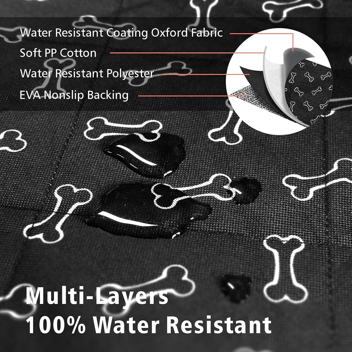 F-color SUV Cargo Liner for Dogs, Water Resistant Pet Cargo Cover Dog Seat Cover Mat for SUVs Sedans Vans with Bumper Flap Protector, Non-Slip, Large Size Universal Fit, Bone