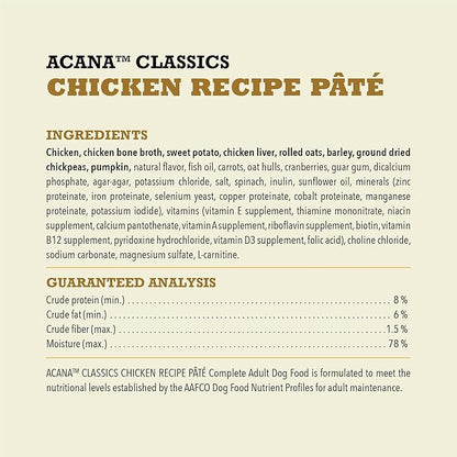 ACANA Classics Pate Wet Dog Food Chicken Recipe 12.5oz Cans (12 Count)