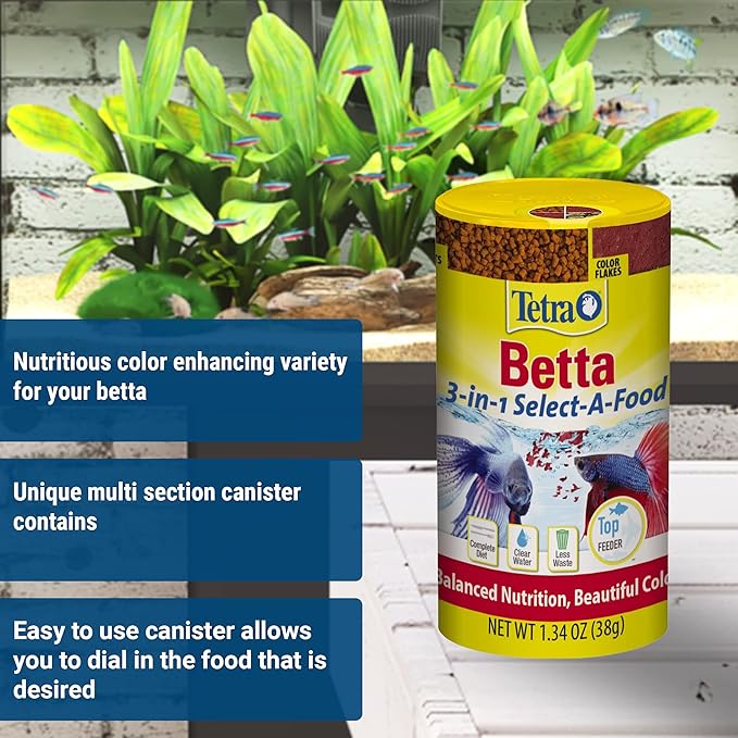 Tetra BettaMin Select-A-Food 1.34 Ounces, Fish Flakes, Variety Pack