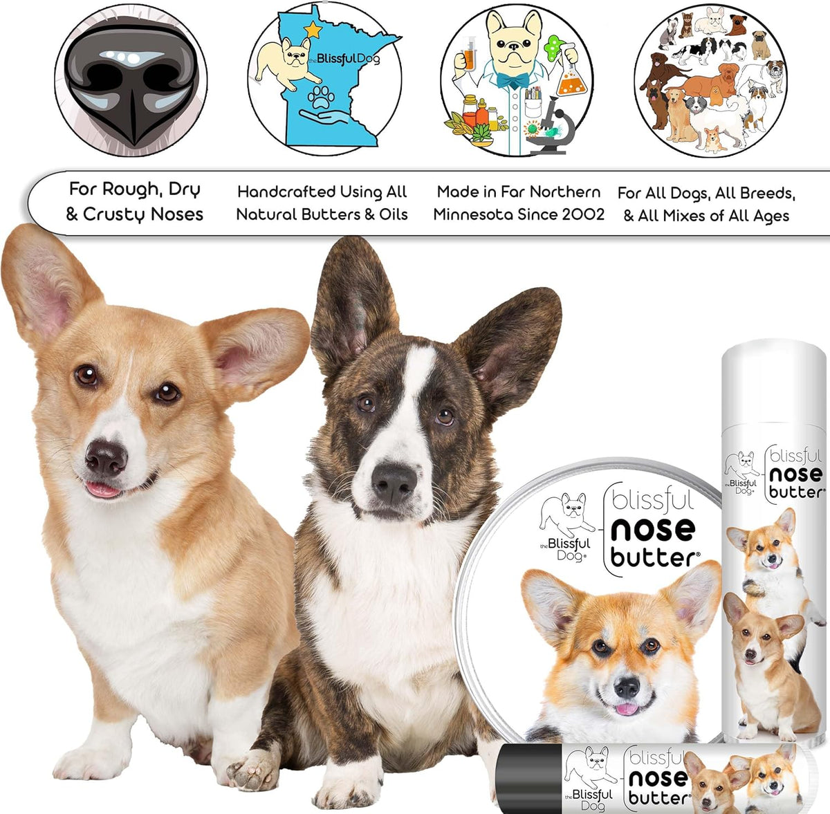 The Blissful Dog Corgi Unscented Nose Butter, 1-Ounce